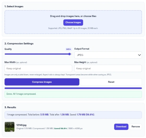 Online Image Compressor for reducing image file size